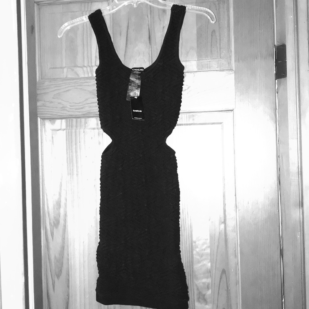 Bebe Black textured tank dress NWT